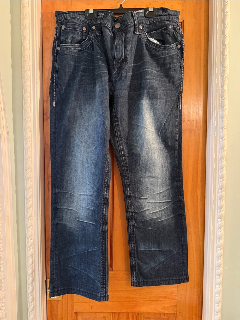 Affliction Men's Dark Blue Washed Straight Jeans